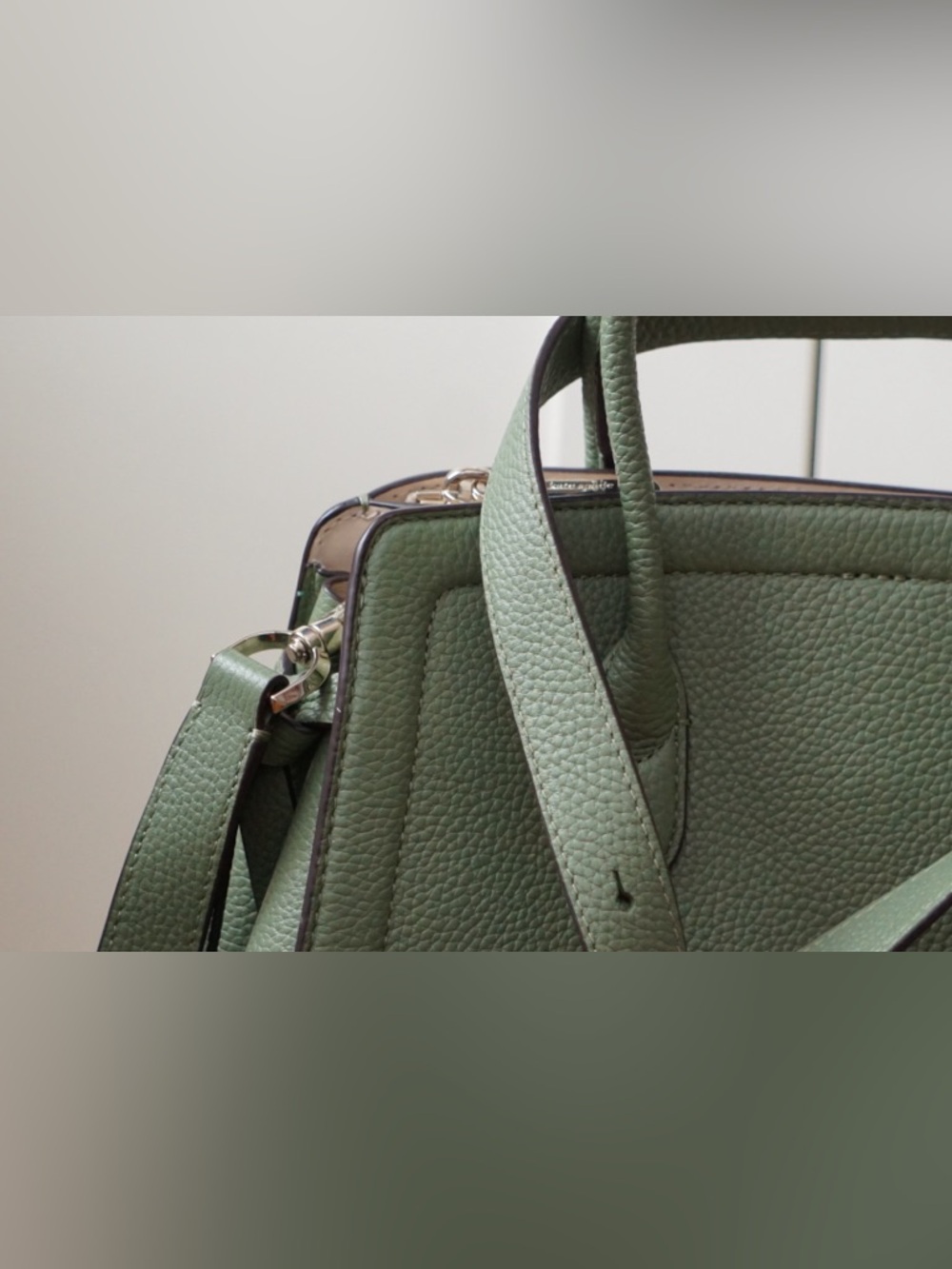 kate spade Knott Small Satchel Sage Green Pebbled Leather Crossbody - Picture 2 of 13